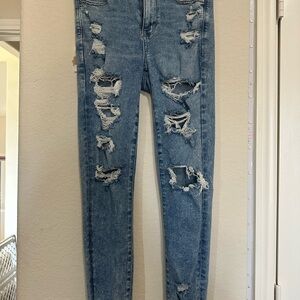 American Eagle Outfitters Blue Skinny Distressed Jeans